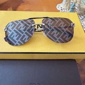 Fendi  Aviator Monogram Brown Sunglasses